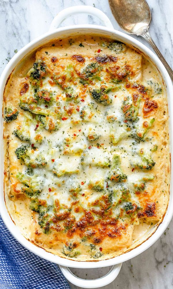 Creamy White Chicken Enchiladas Casserole