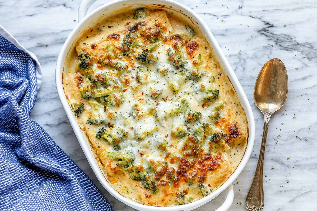 Creamy White Chicken Enchiladas Casserole