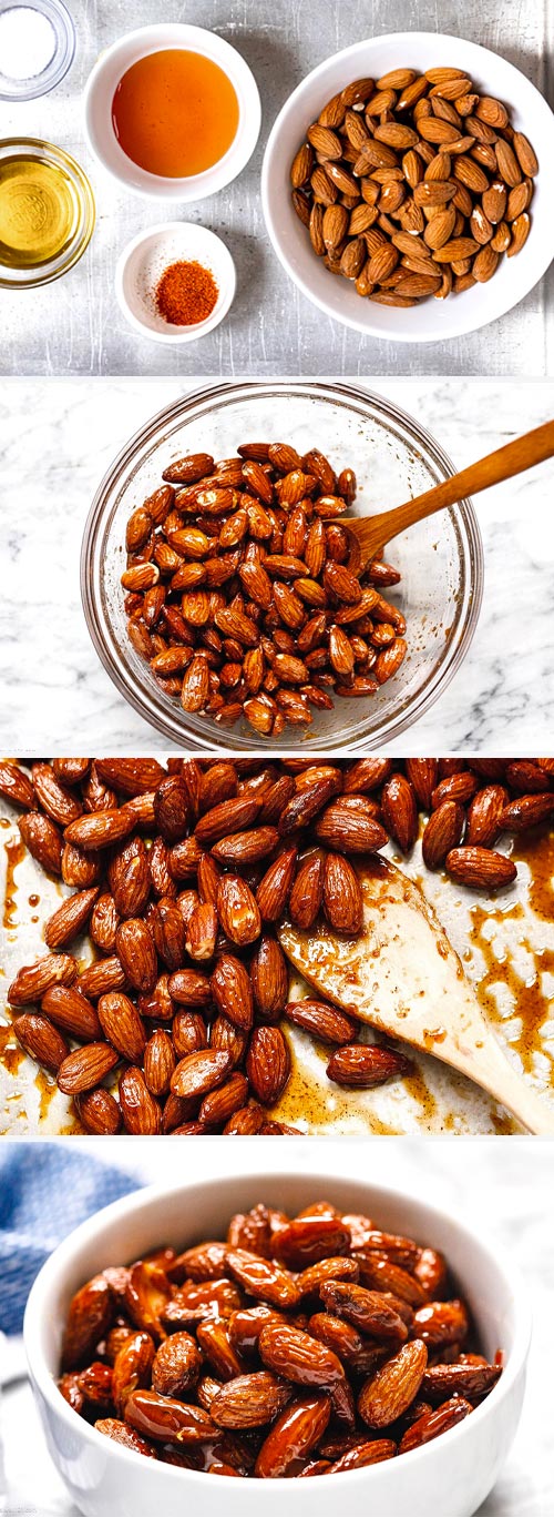 Sweet & Savory Roasted Almonds - #roasted #almonds #recipe #eatwell101 - A quick heathy snack the whole family will enjoy. Roasting almonds in the oven is the best way to bring out their natural flavor!