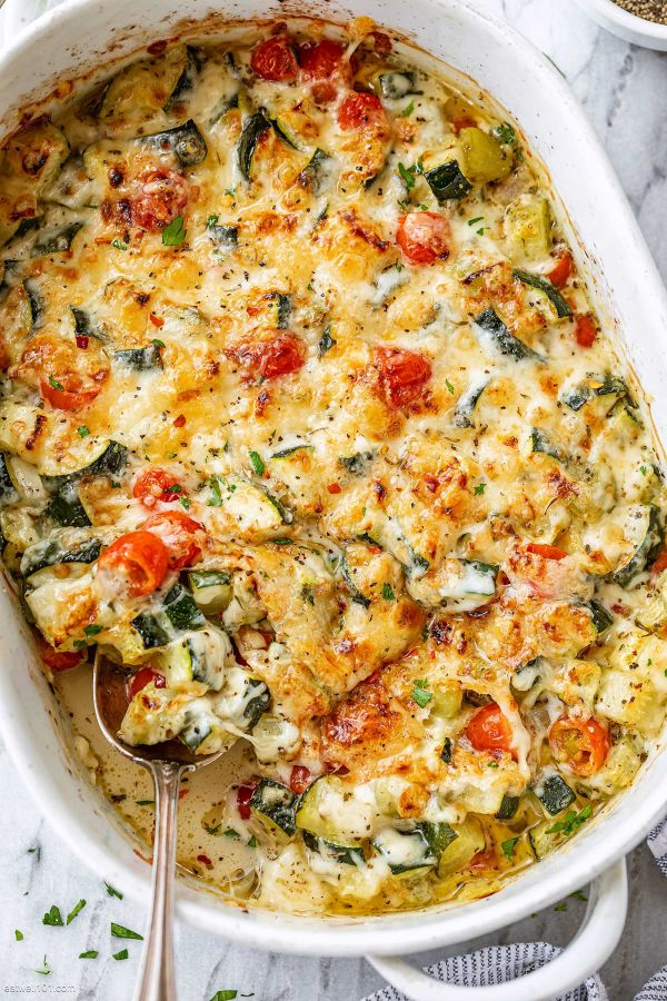 Baked Zucchini and Cheese - #recipe by #eatwell101 - https://www.eatwell101.com/baked-zucchini-and-cheese-recipe
