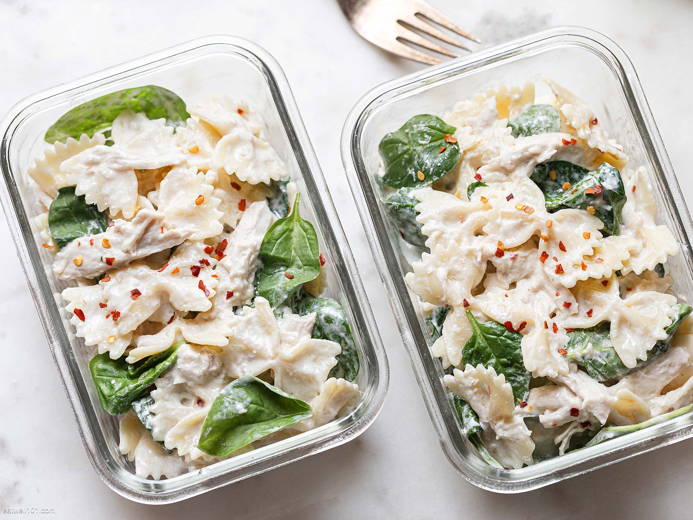 Chicken Spinach Pasta Salad Meal-Prep