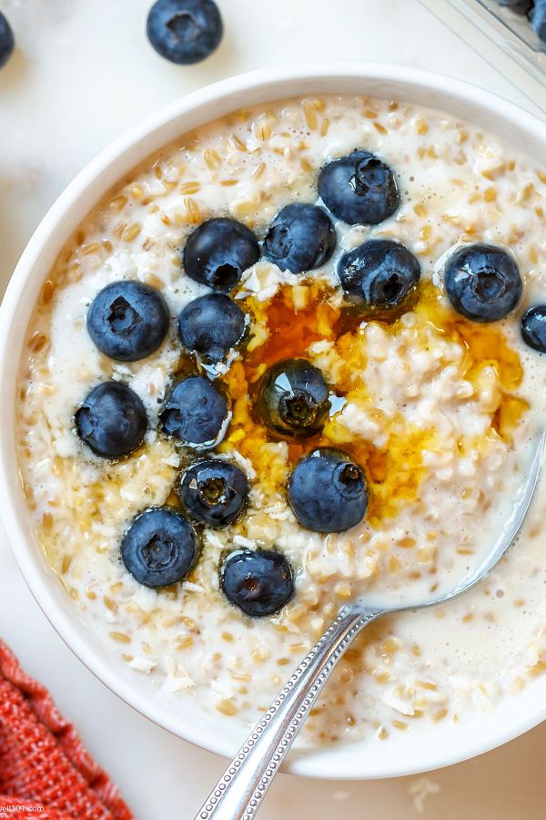Instant Pot Coconut Steel-Cut Oats - #recipe by #eatwell101 - https://www.eatwell101.com/coconut-instant-pot-steel-cut-oats-recipe