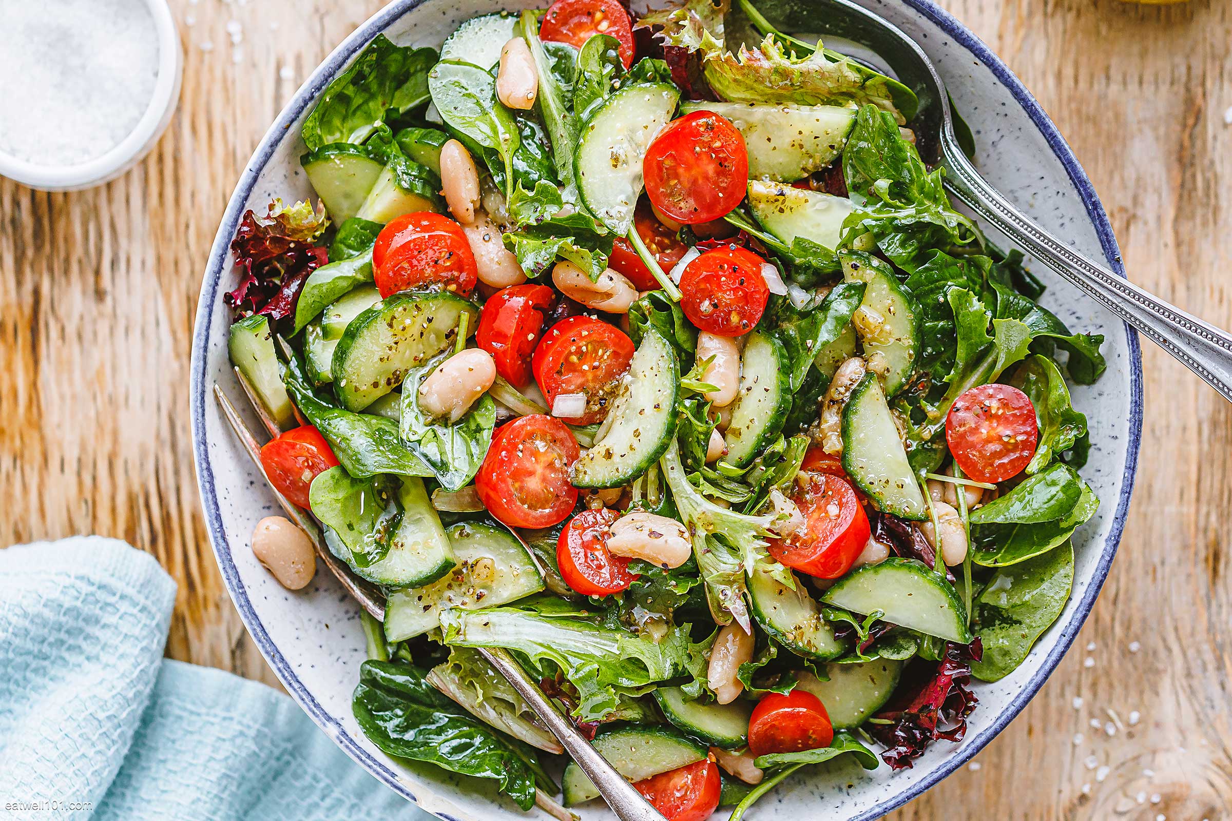 Cucumber White-Bean Salad with Tomato & Pesto Vinaigrette