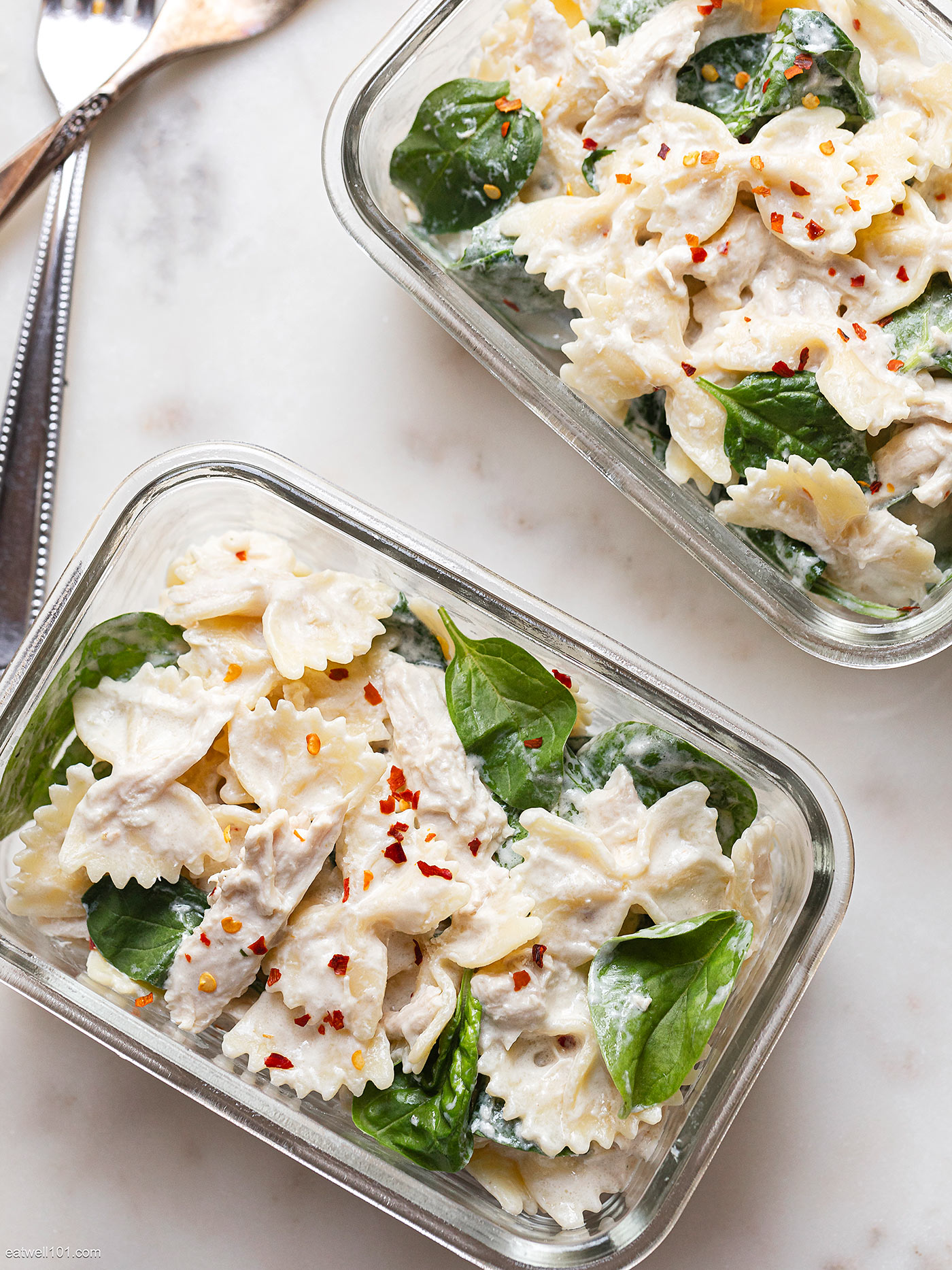 Chicken Spinach Pasta Salad Meal-Prep Recipe – Chicken Salad Meal Prep ...