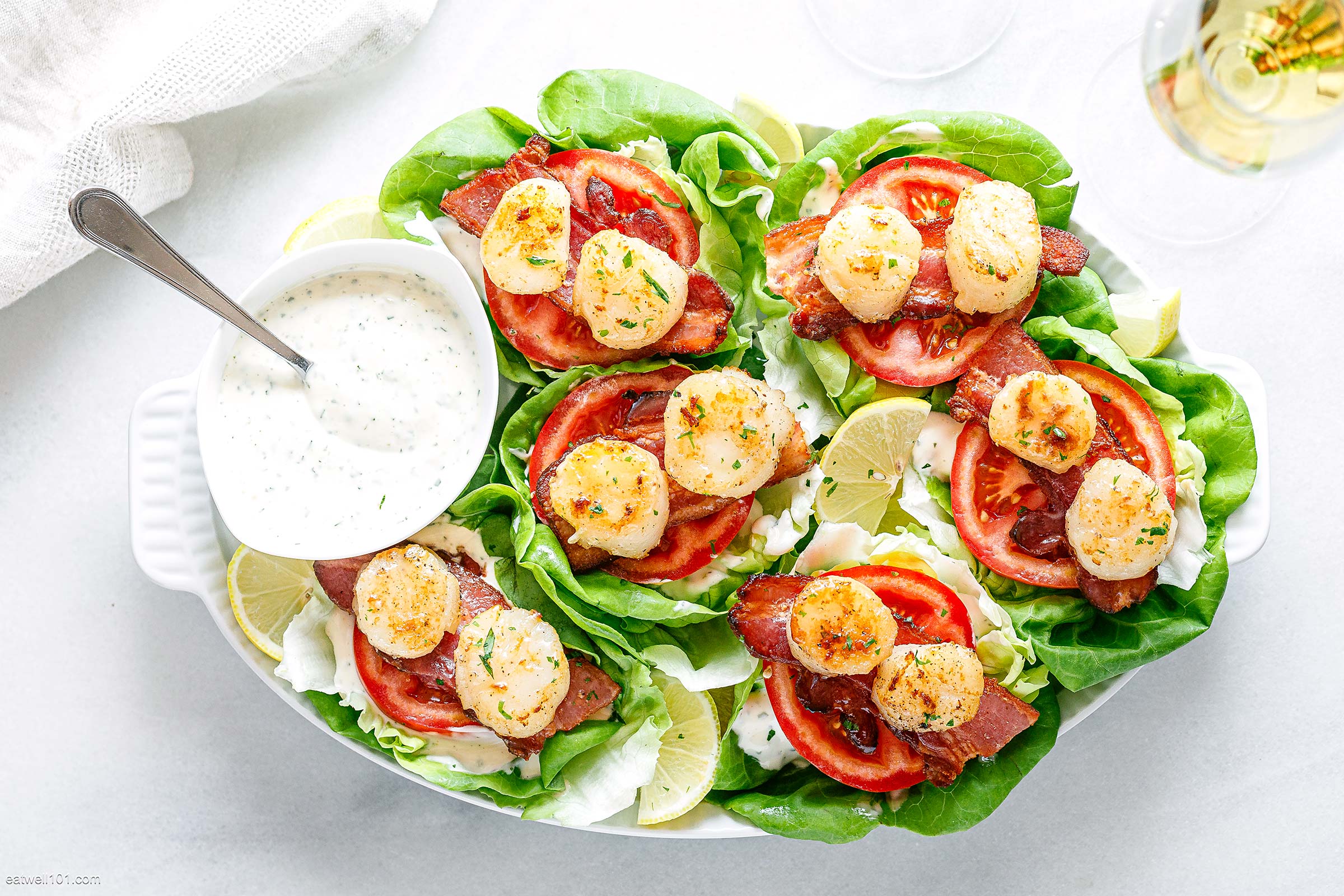 Sea Scallops BLT Lettuce Wraps