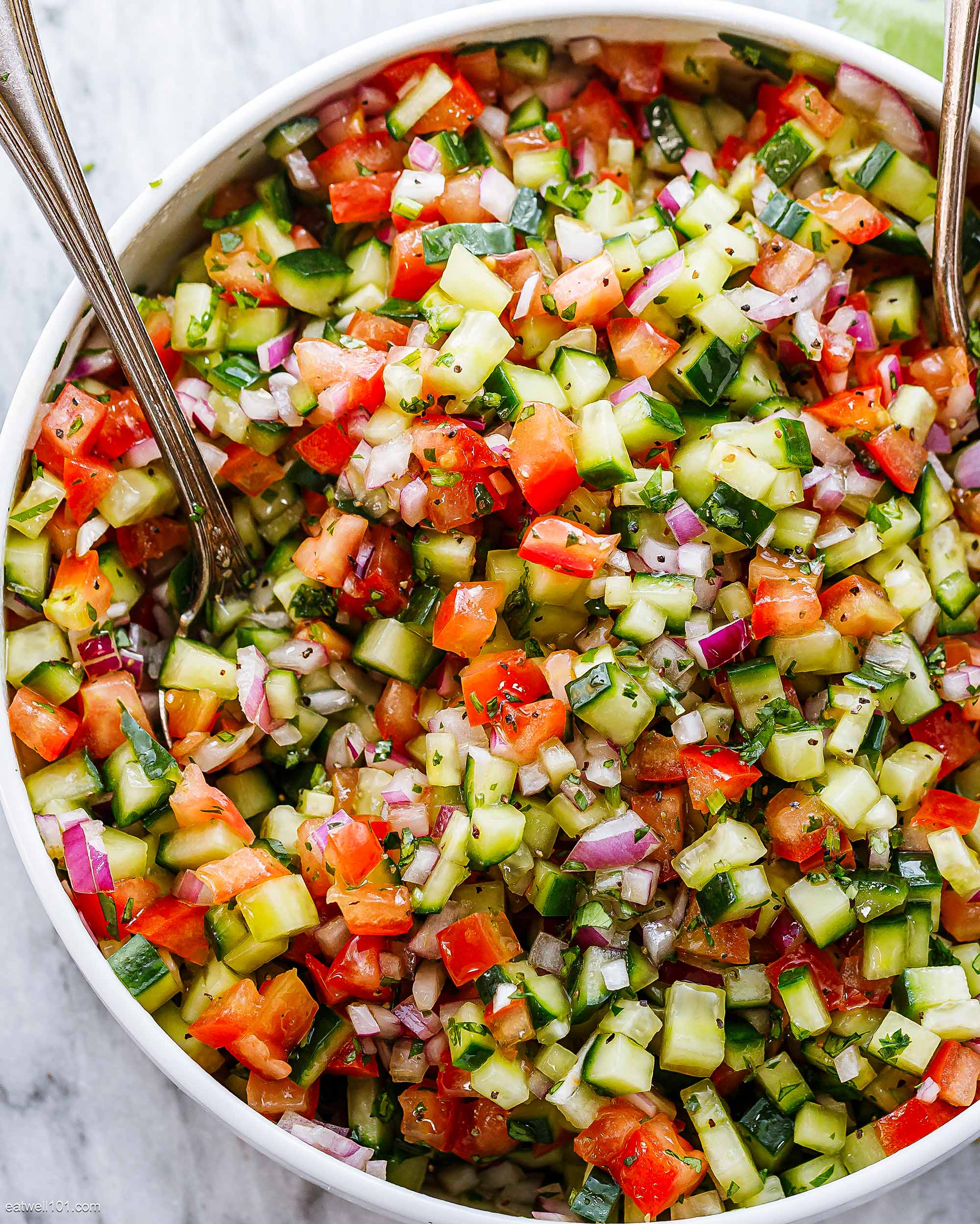 Mediterranean Salad Recipe with Cucumber, Tomato and Onion ...