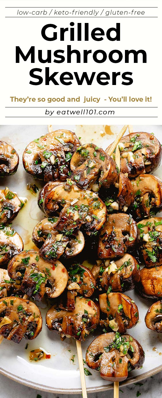 Grilled Mushroom Skewers Recipe - #mushroom #grilled #recipe #eatwell101 - These grilled garlic mushrooms on skewers are so good, you’ll want to make them every single day of the week!