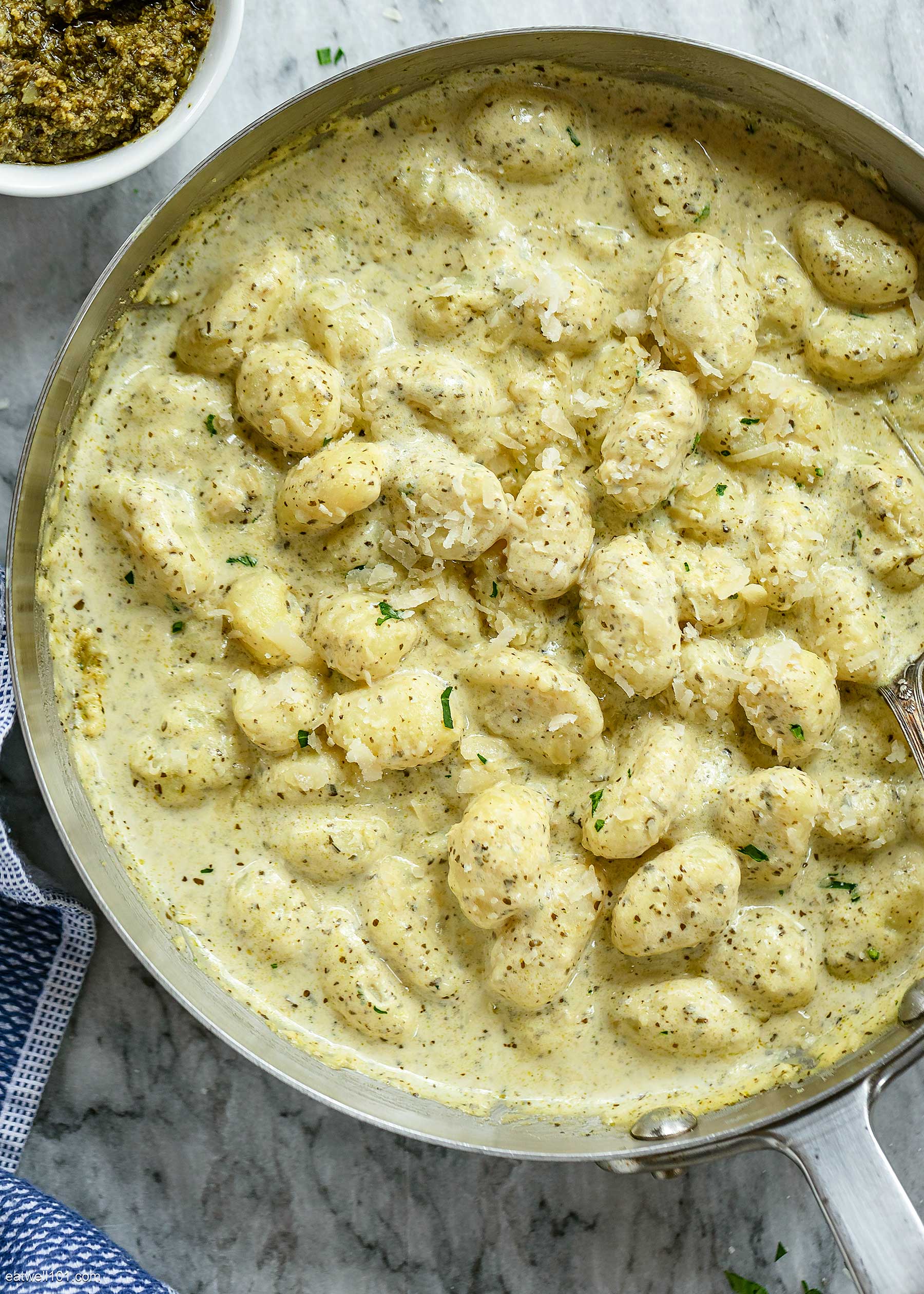 Brown Butter Corn and Pesto Gnocchi - Dishing Out Health