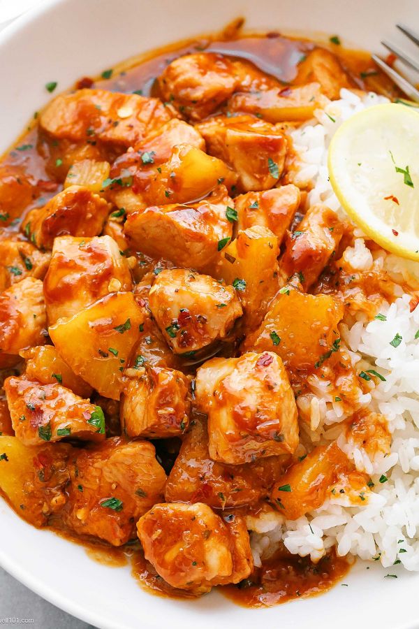 Instant Pot Hawaiian Chicken and Pineapple - #recipe by #eatwell101 - https://www.eatwell101.com/instant-pot-hawaiian-chicken-recipe