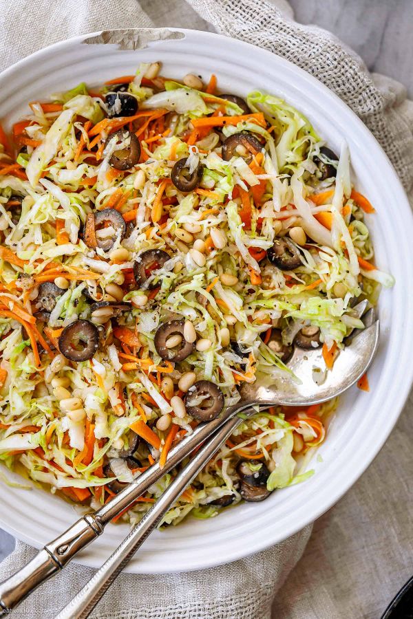 Healthy Coleslaw {No Mayo} - #recipe by #eatwell101 - https://www.eatwell101.com/healthy-coleslaw-recipe