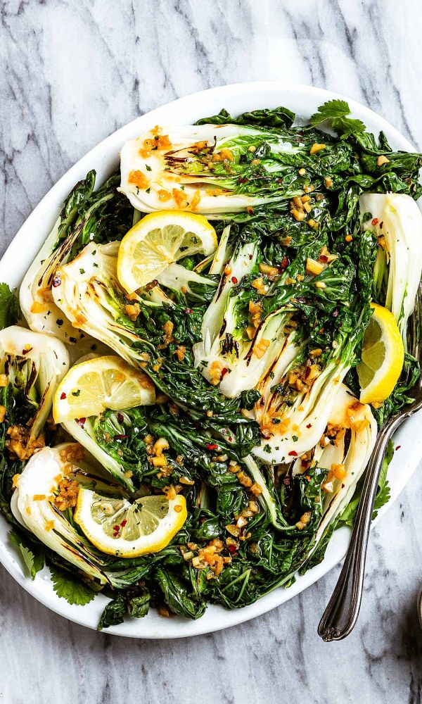 Grilled Bok Choy with Ginger and Garlic