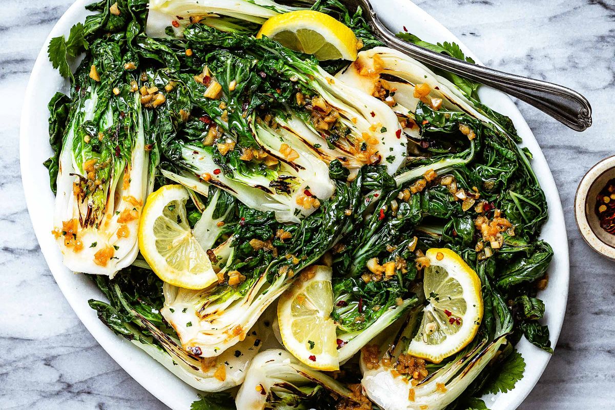 Grilled Bok Choy with Ginger and Garlic