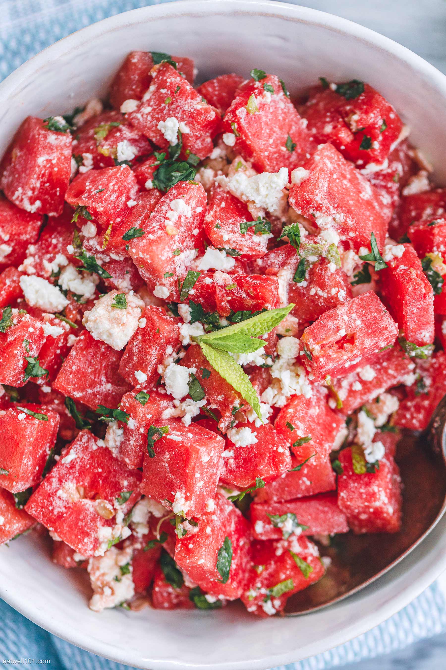 watermelon salad with mint and lime