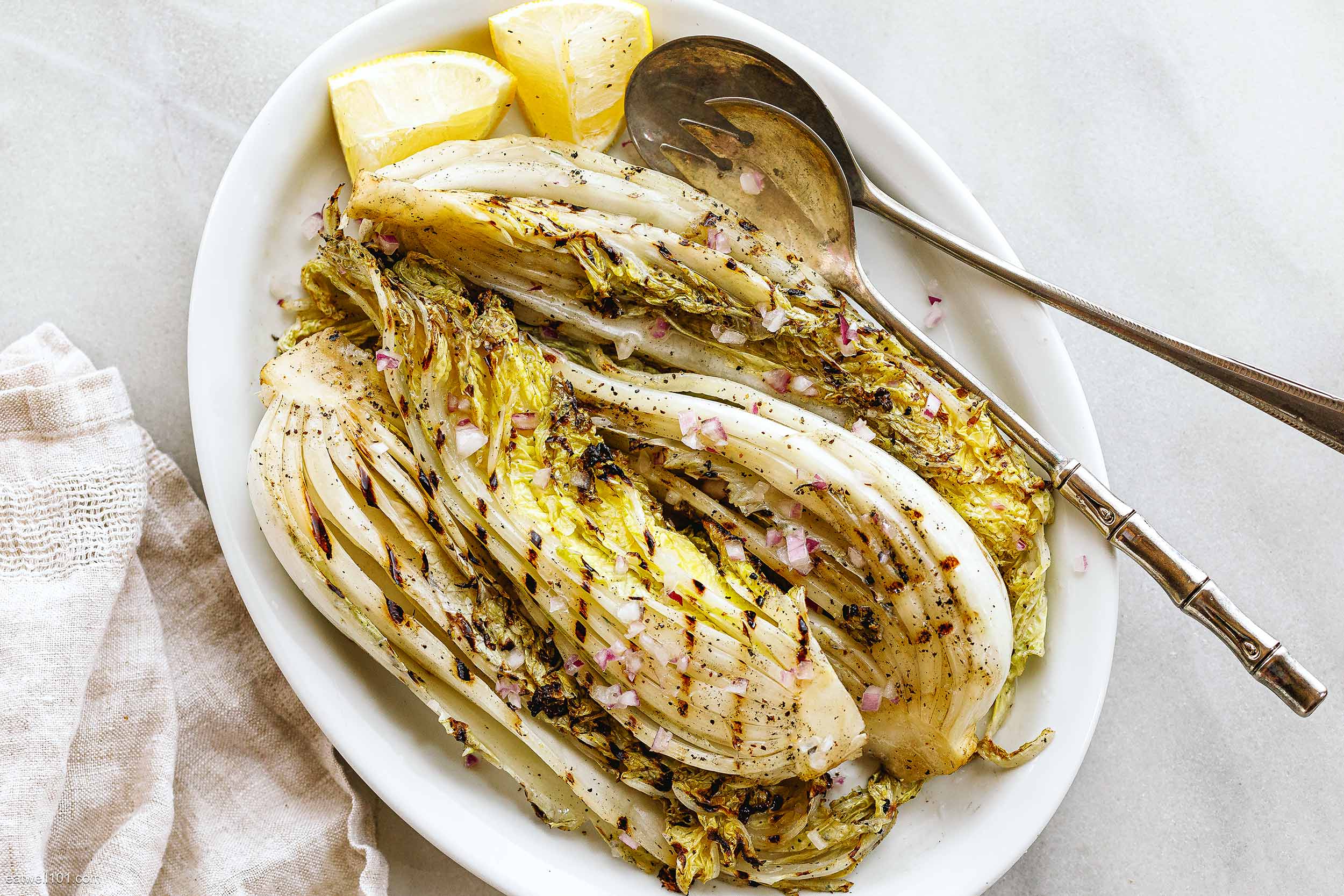 Grilled Napa Cabbage with Lemon Garlic Dressing