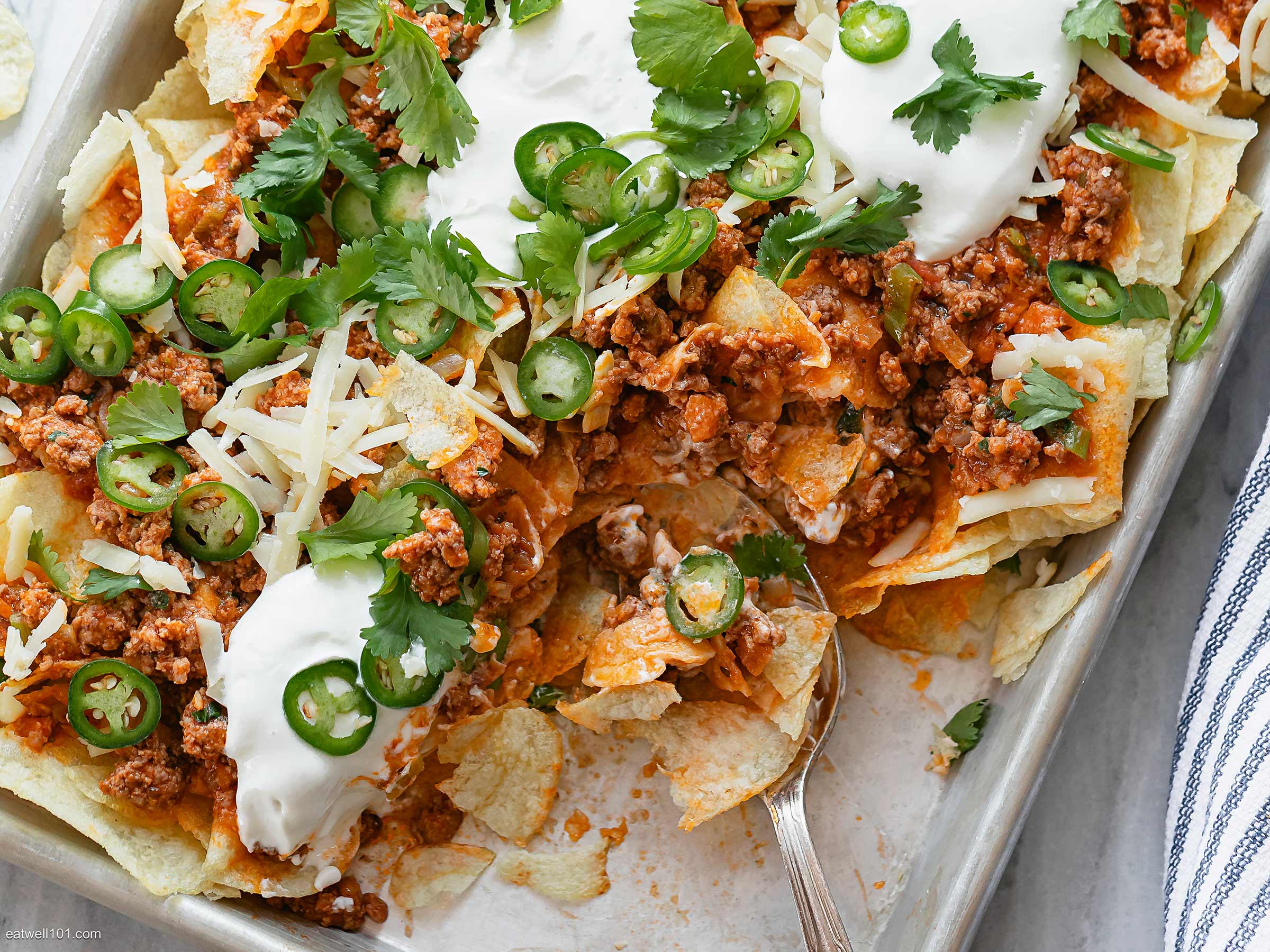 Ground Beef Potato Nachos Recipe Potato Chips Nachos Recipe Eatwell101