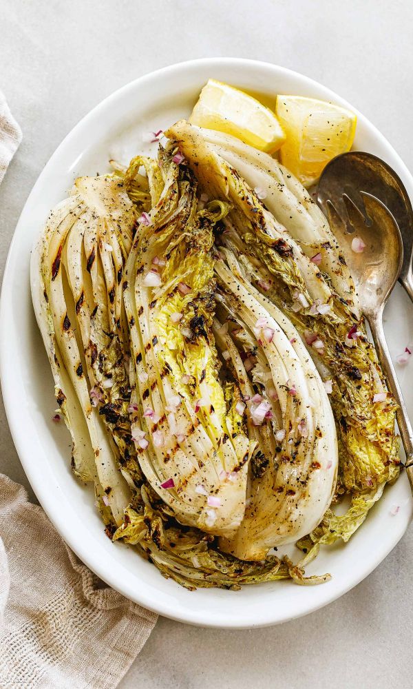Grilled Napa Cabbage with Lemon Garlic Dressing