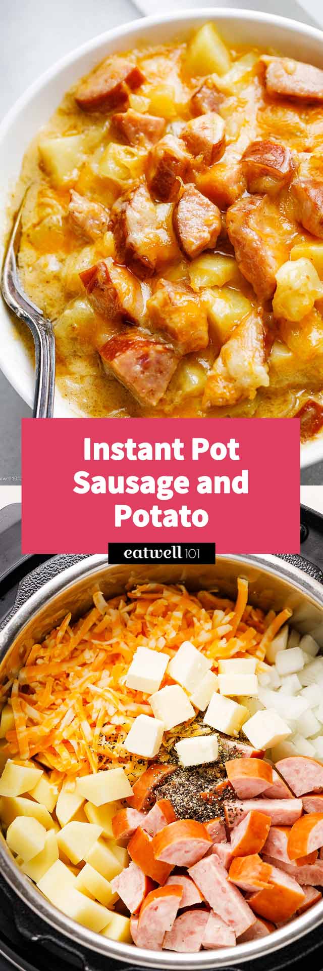 Instant Pot Sausage and Potatoes - #InstantPot #sausage #potatoes #recipe #eatwell101 - Sausage and potatoes cooked in the Instant Pot with a creamy, cheesy sauce is a winner for dinnertime. Try this Instant Pot sausage and potatoes recipe tonight!