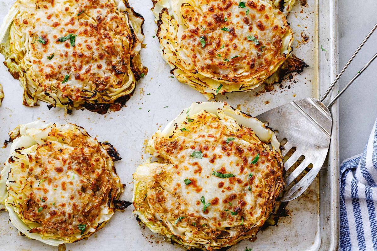 Cheesy Baked Cabbage Steaks