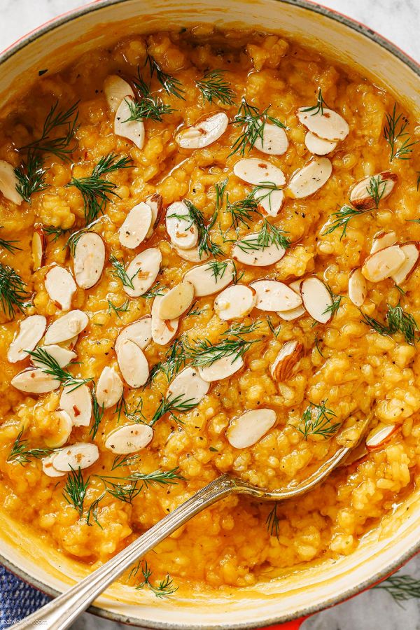Easy Pumpkin Risotto - #recipe by #eatwell101 - https://www.eatwell101.com/pumpkin-risotto-recipe
