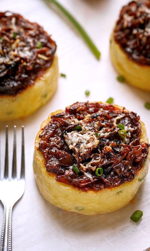 French Onion Mashed Potato Cakes
