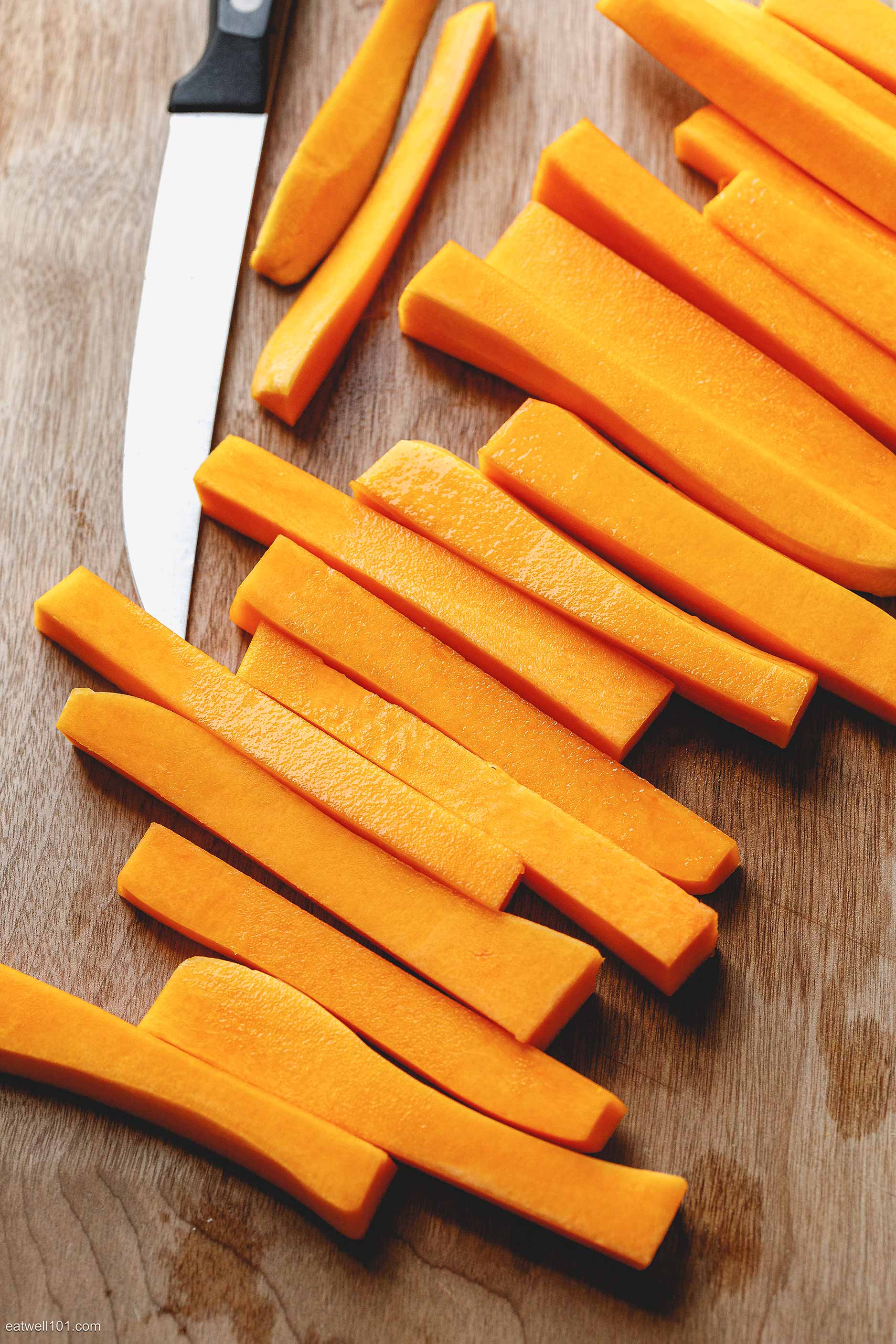 how to cut butternut into sticks