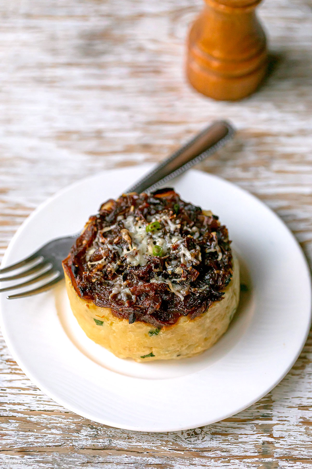 oven baked French Onion Mashed Potato Cakes