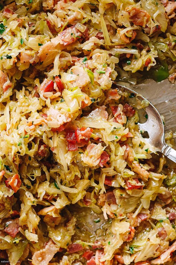 Bacon Cabbage Recipe - #recipe by #eatwell101 - https://www.eatwell101.com/bacon-cabbage-recipe