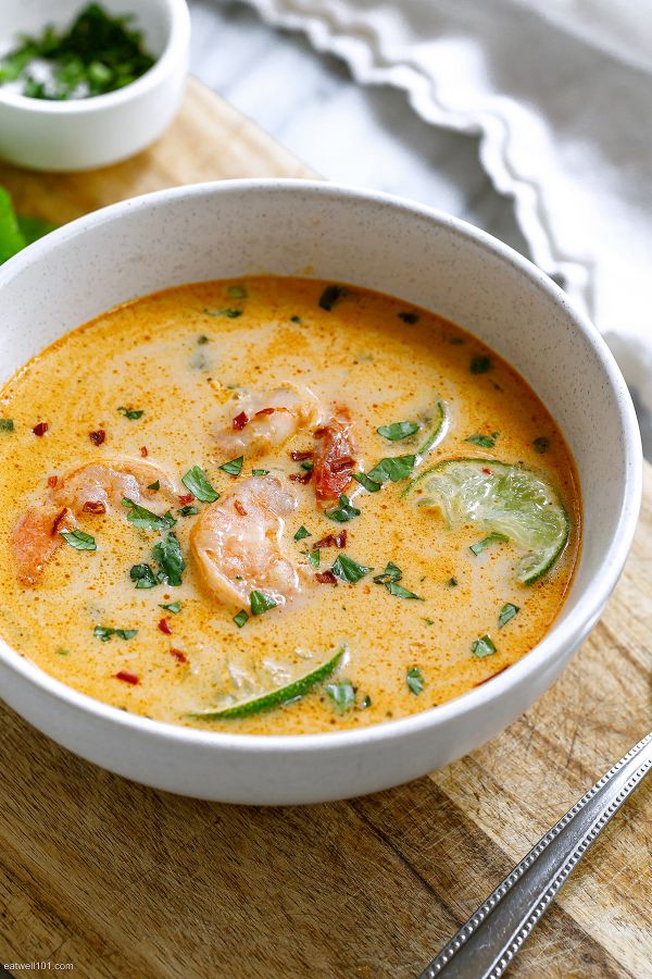 Thai Shrimp Soup - #recipe by #eatwell101 - https://www.eatwell101.com/thai-coconut-shrimp-soup-recipe