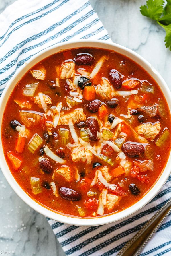 Instant Pot Chicken Chili Soup - #recipe by #eatwell101 - https://www.eatwell101.com/instant-pot-chicken-chili-soup-recipe