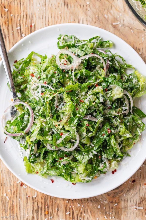 Parmesan Chopped Salad - #recipe by #eatwell101 - https://www.eatwell101.com/parmesan-chopped-salad-recipe
