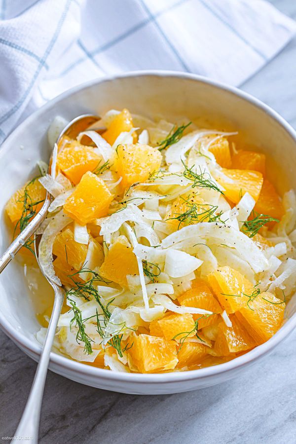 Fennel Salad with Dill Dressing - #recipe by #eatwell101 - https://www.eatwell101.com/fennel-orange-salad-recipe