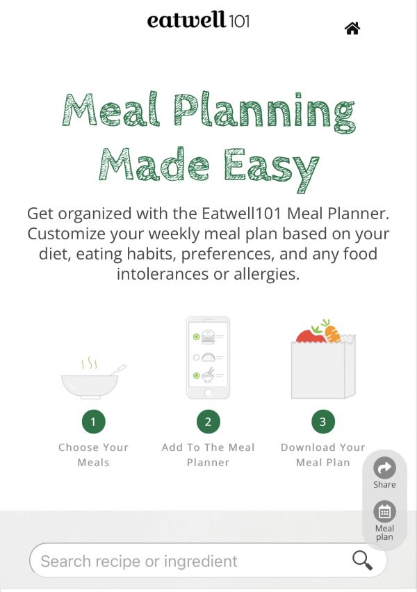 Eatwell101 Online Meal Planner
