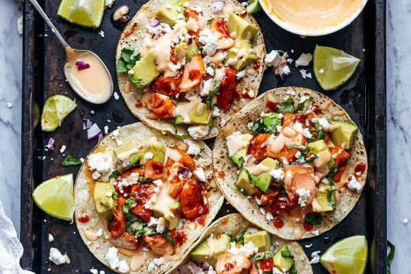 air fryer salmon tacos with honey garlic glaze