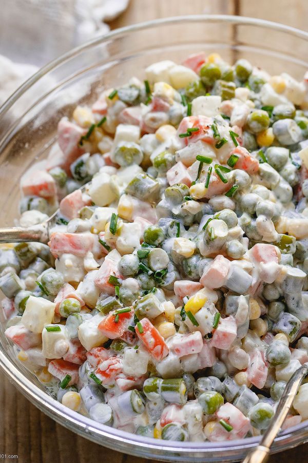 Vegetable Salad {Macedoine} - #recipe by #eatwell101 - https://www.eatwell101.com/vegetable-salade-recipe-macedoine