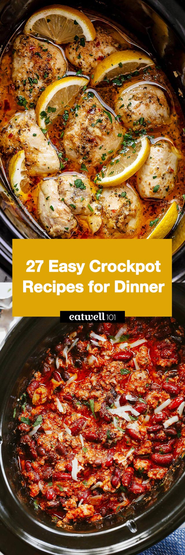27 Easy & Healthy Crockpot Recipes for Dinners - #crockpot #recipes #eatwell101 - Try these easy, healthy Crockpot recipes for dinner! Including recipes for Crockpot chicken, Crockpot beef, Crockpot soups, Crockpot chilis, and more!