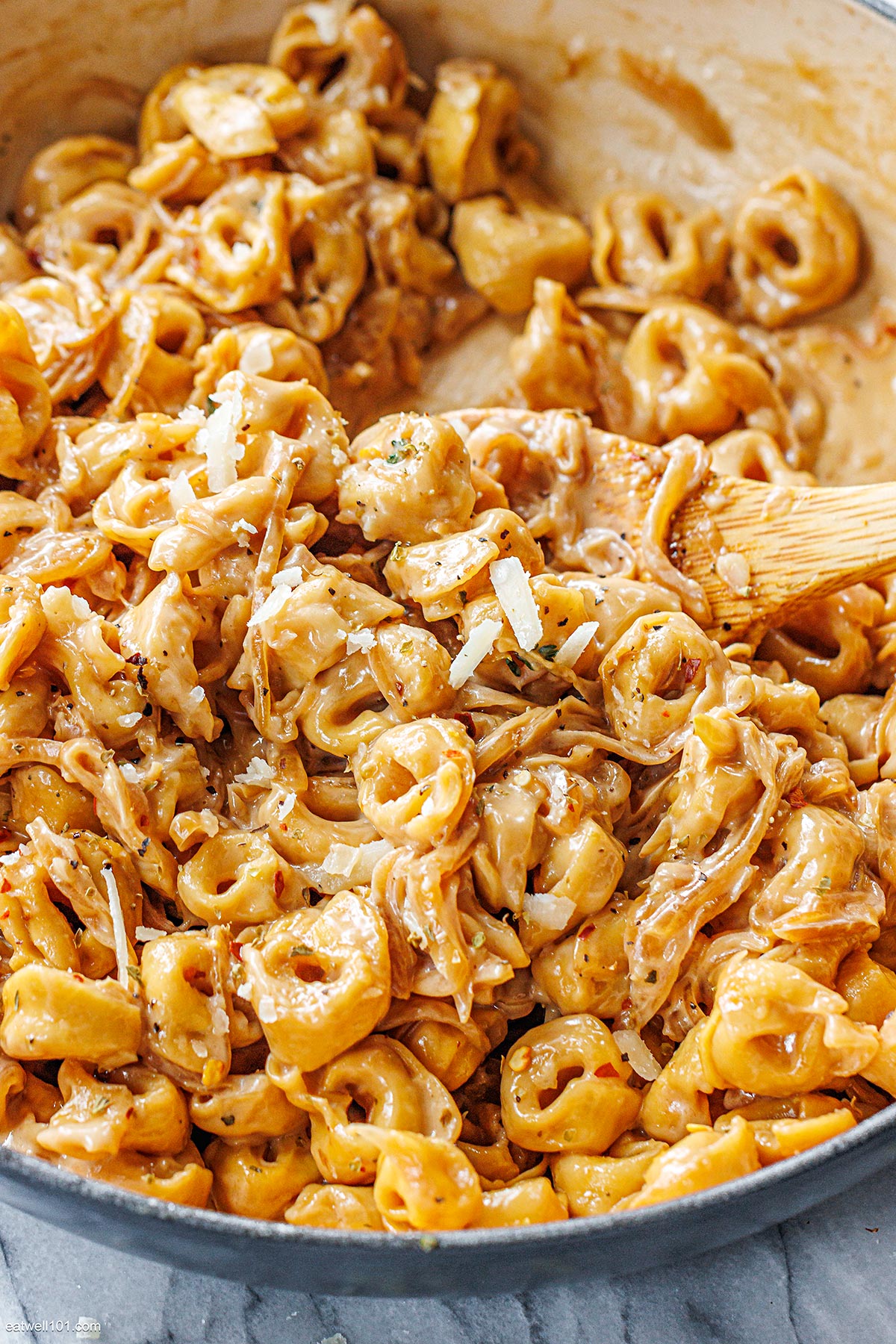 creamy french onion tortellini pasta recipe
