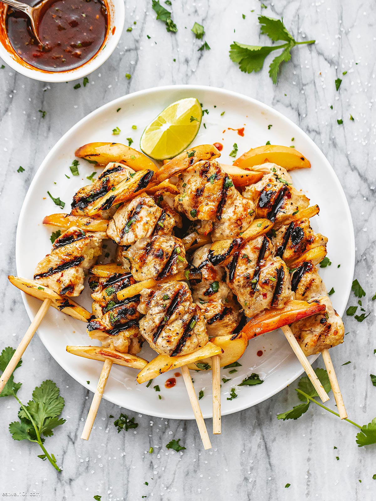 grilled chicken and peach kabobs