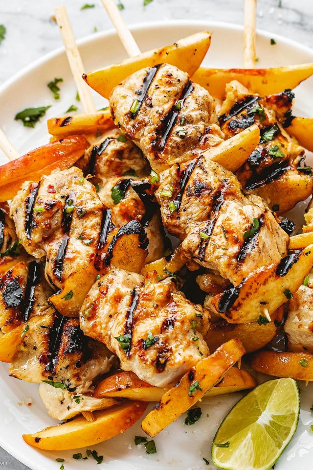 Grilled Chicken Peach With Lime Honey Ginger Sauce