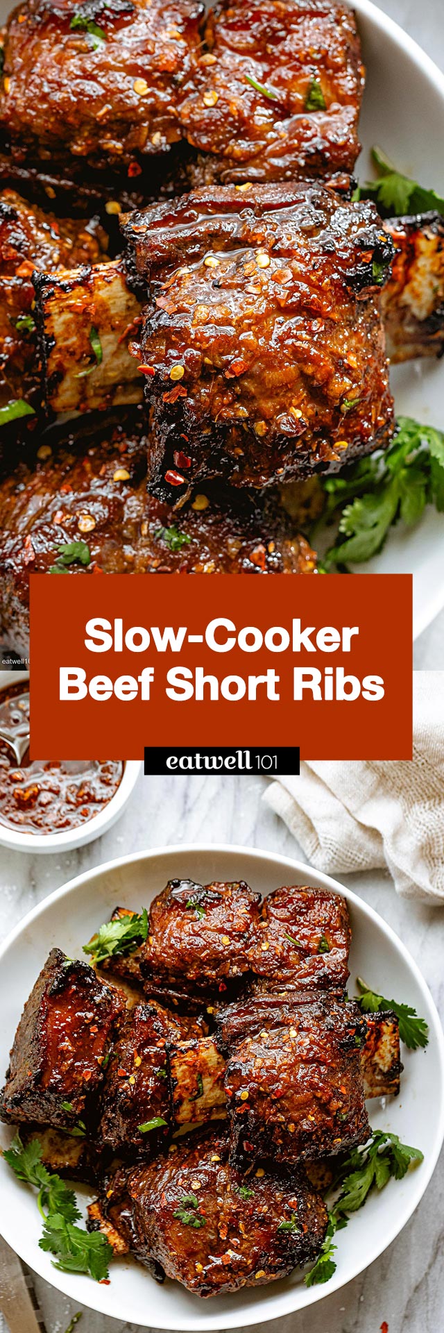 Slow-Cooker Beef Short Ribs - #slowcooker #crockpot #shortribs #beef #recipe #eatwell101 - Slow cooker short ribs are as easy to make as they are delicious. Get ready fork-tender, savory-sweet ribs that will have your family begging for seconds!