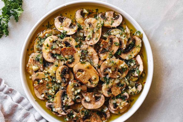 Garlic Parmesan Marinated Mushrooms recipe