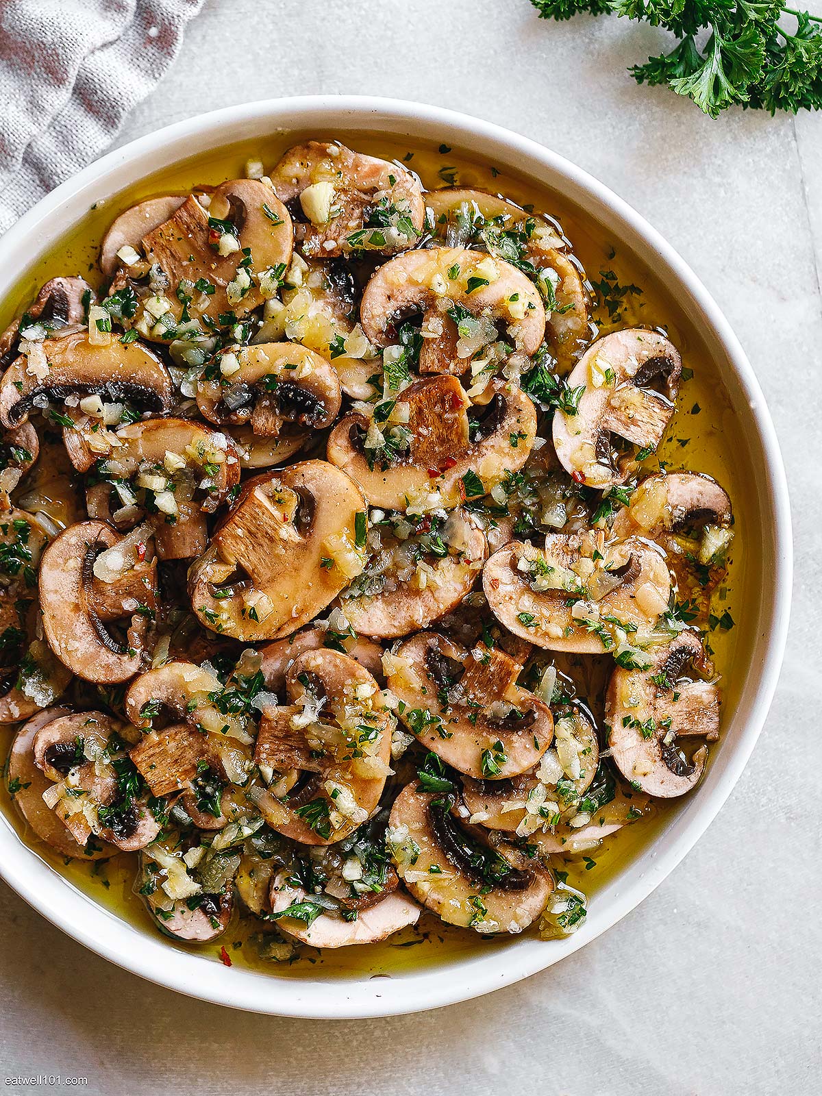 Garlic Parmesan Marinated Mushrooms