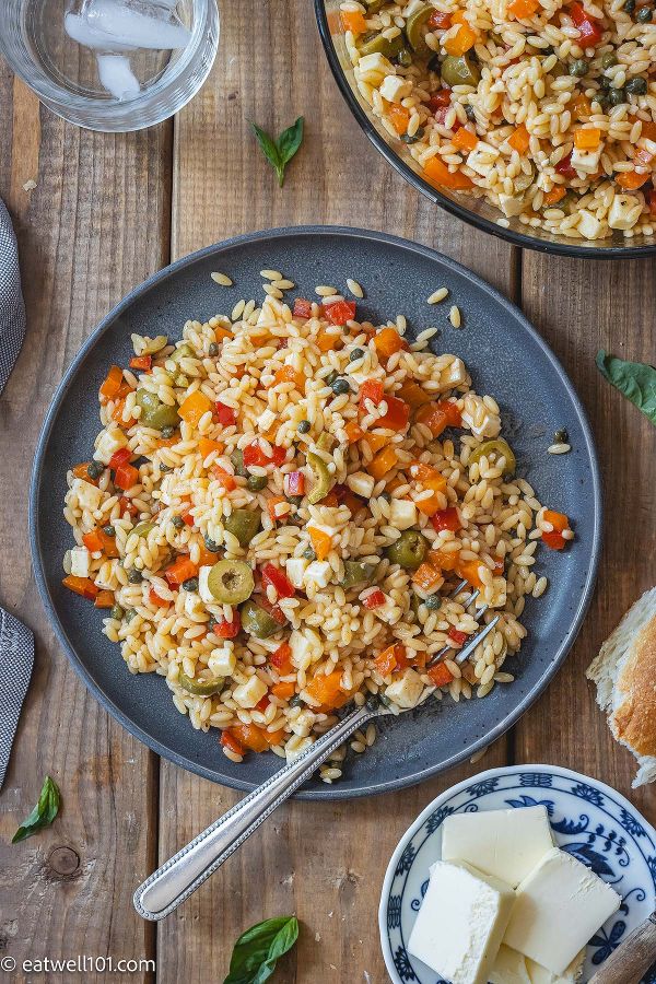 Orzo Pasta Salad - #recipe by #eatwell101 - https://www.eatwell101.com/orzo-pasta-salad-recipe