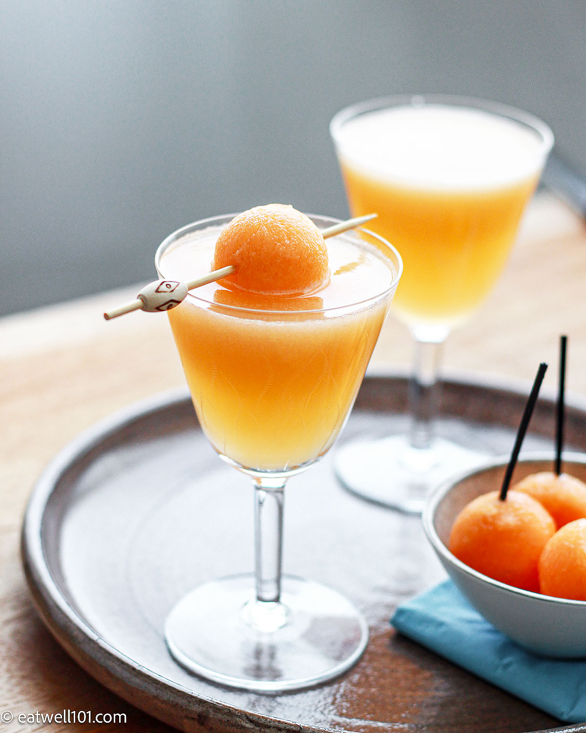 Cantaloupe Melon Bellini cocktails
