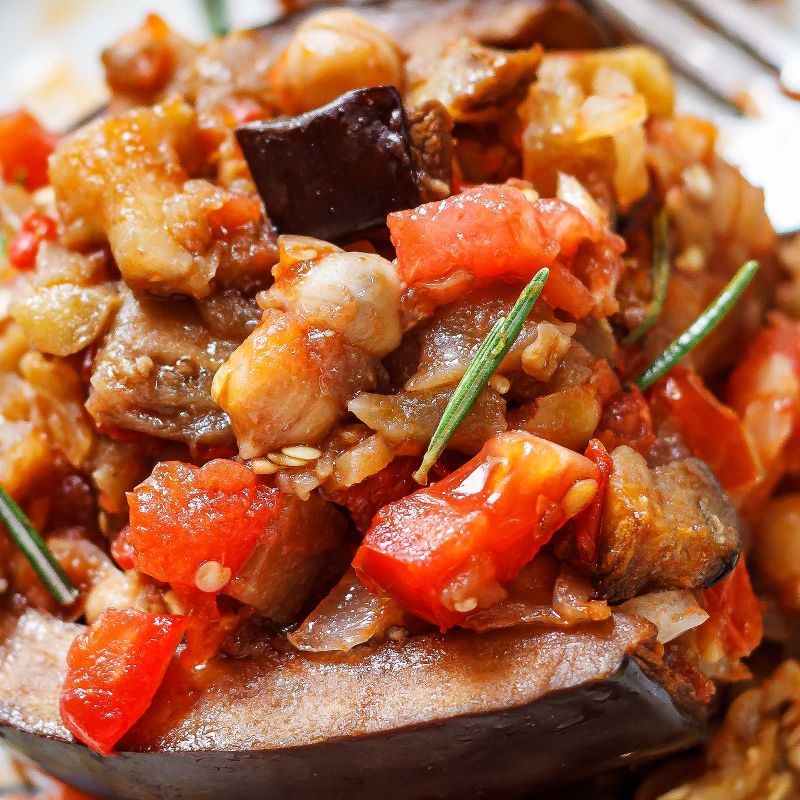 Chickpea Tomato Baked Eggplant Boats Recipe Baked Eggplant Recipe