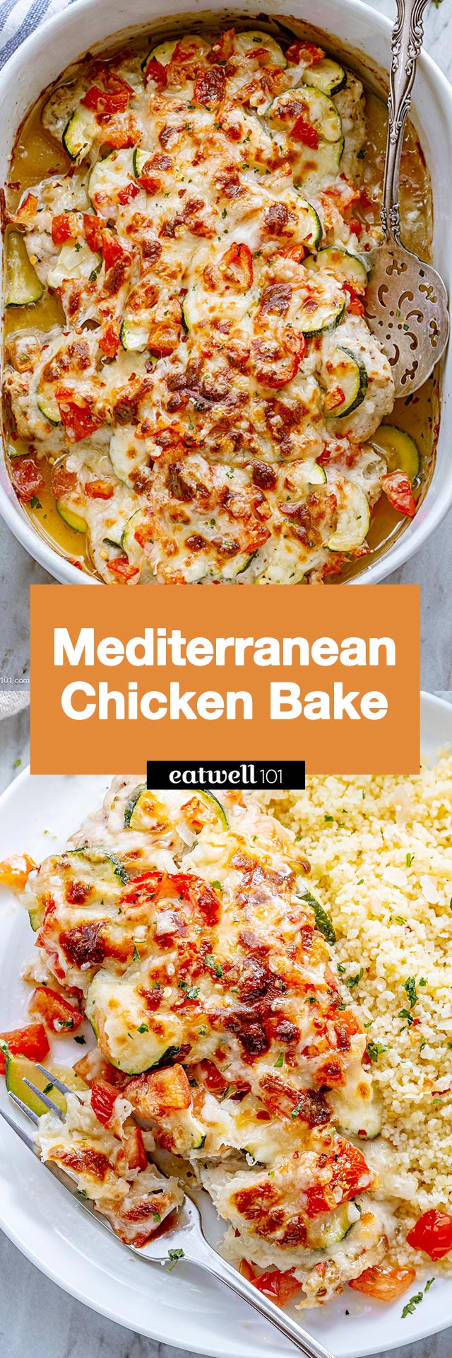 Mediterranean Chicken Zucchini Bake - #chicken #casserole #bake #eatwell101 #recip e- This chicken zucchini bake is a great meal for those busy weeknights. The chicken bake is easy to put together, and can be on the table in just 30 minutes!