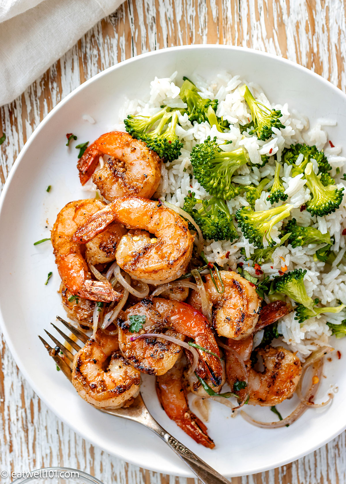 Garlic Butter Shrimp with Broccoli Rice