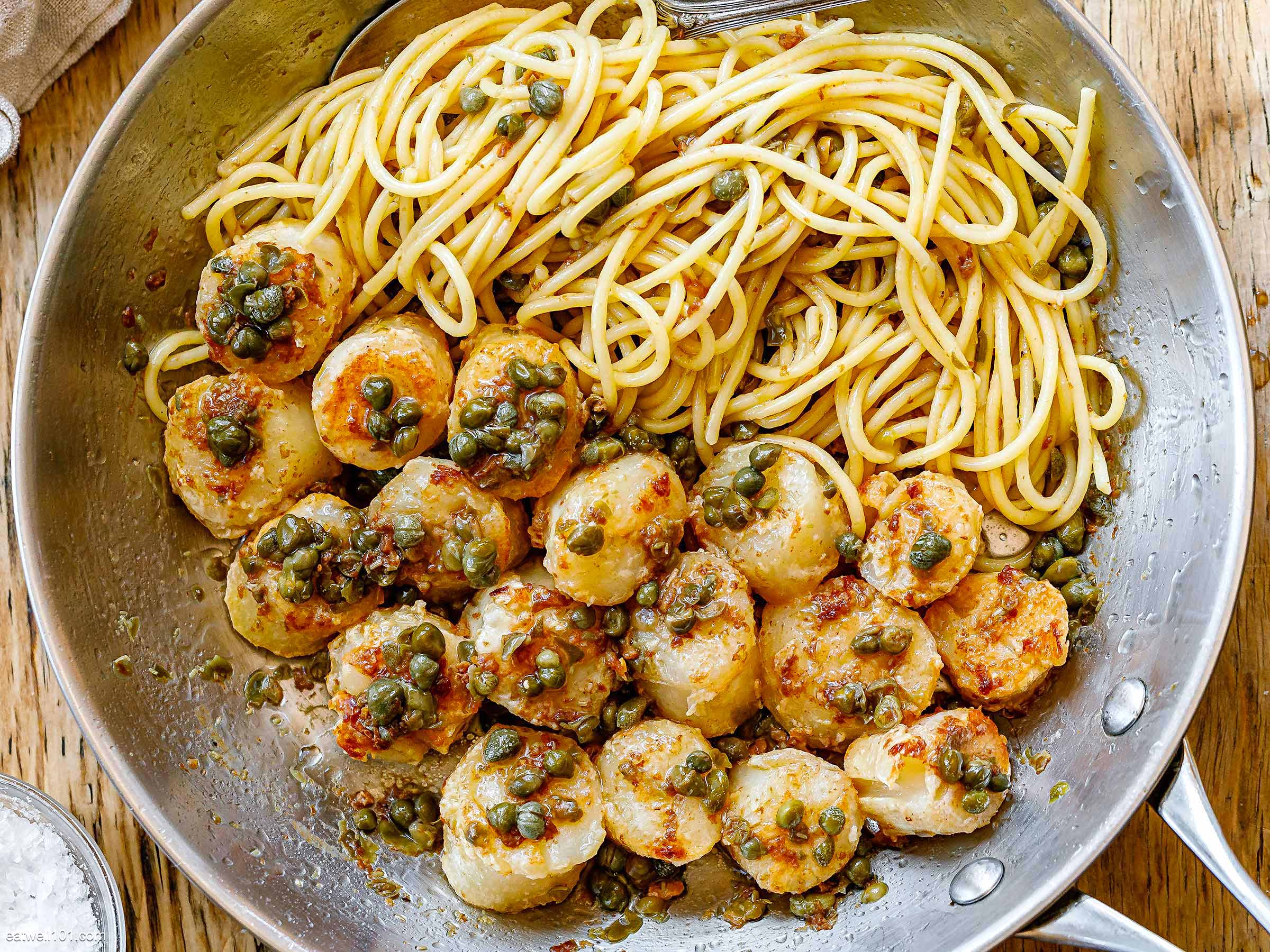 Scallop Pasta Recipe with Caper Butter Sauce