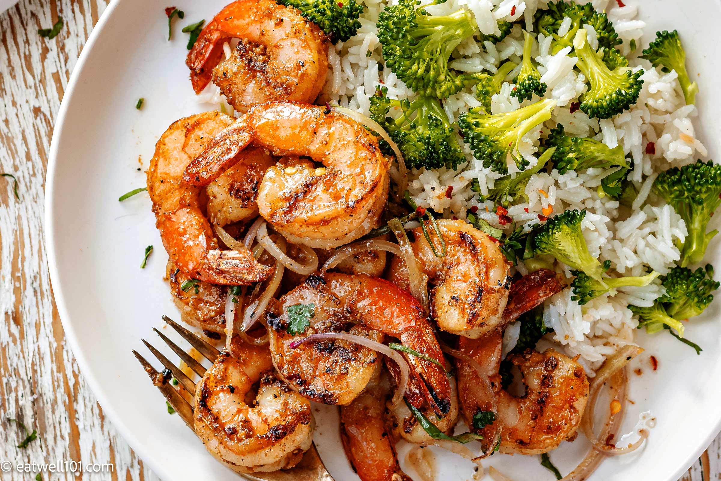 Garlic Butter Shrimp with Broccoli Rice