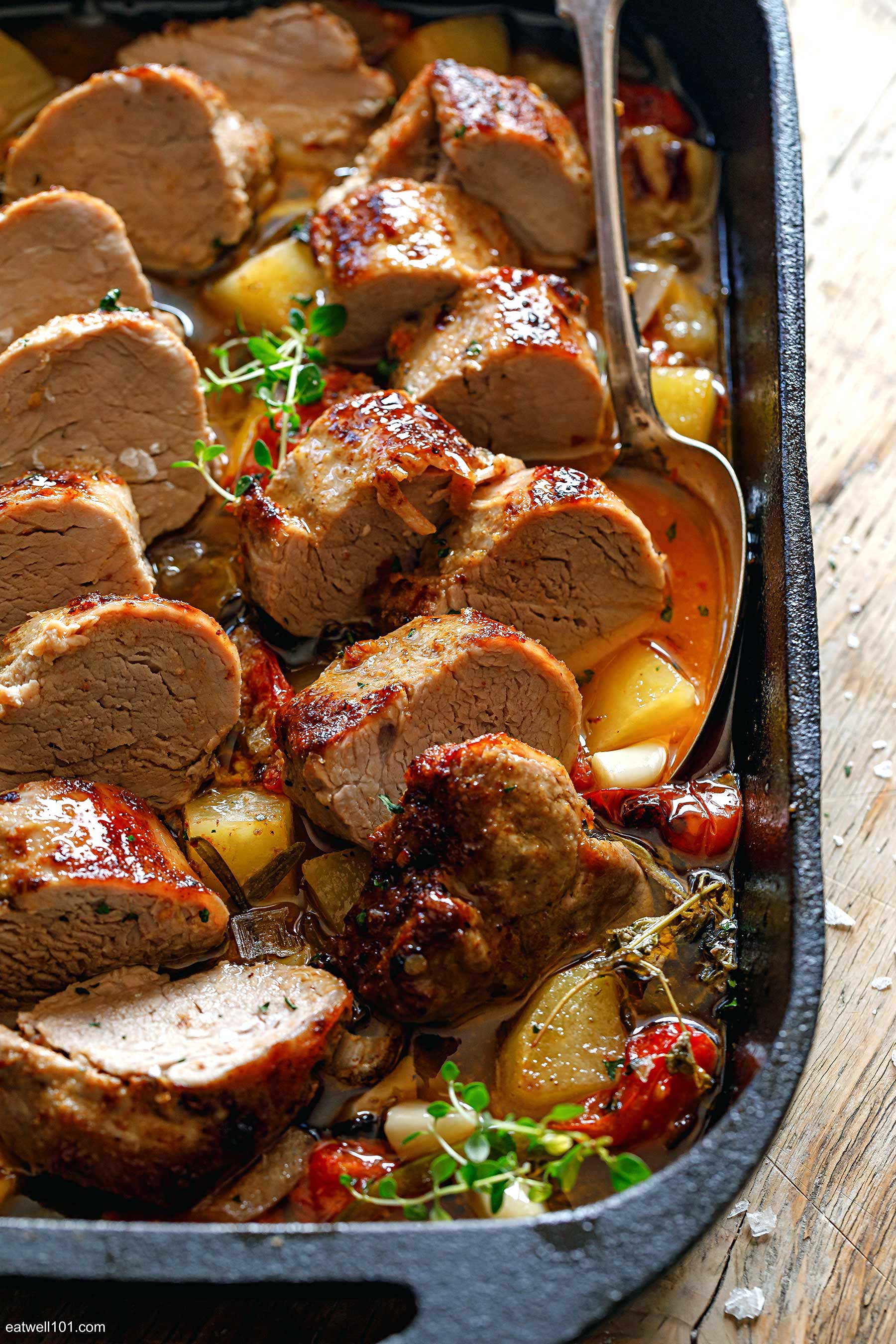 oven baked pork tenderloins and vegetables