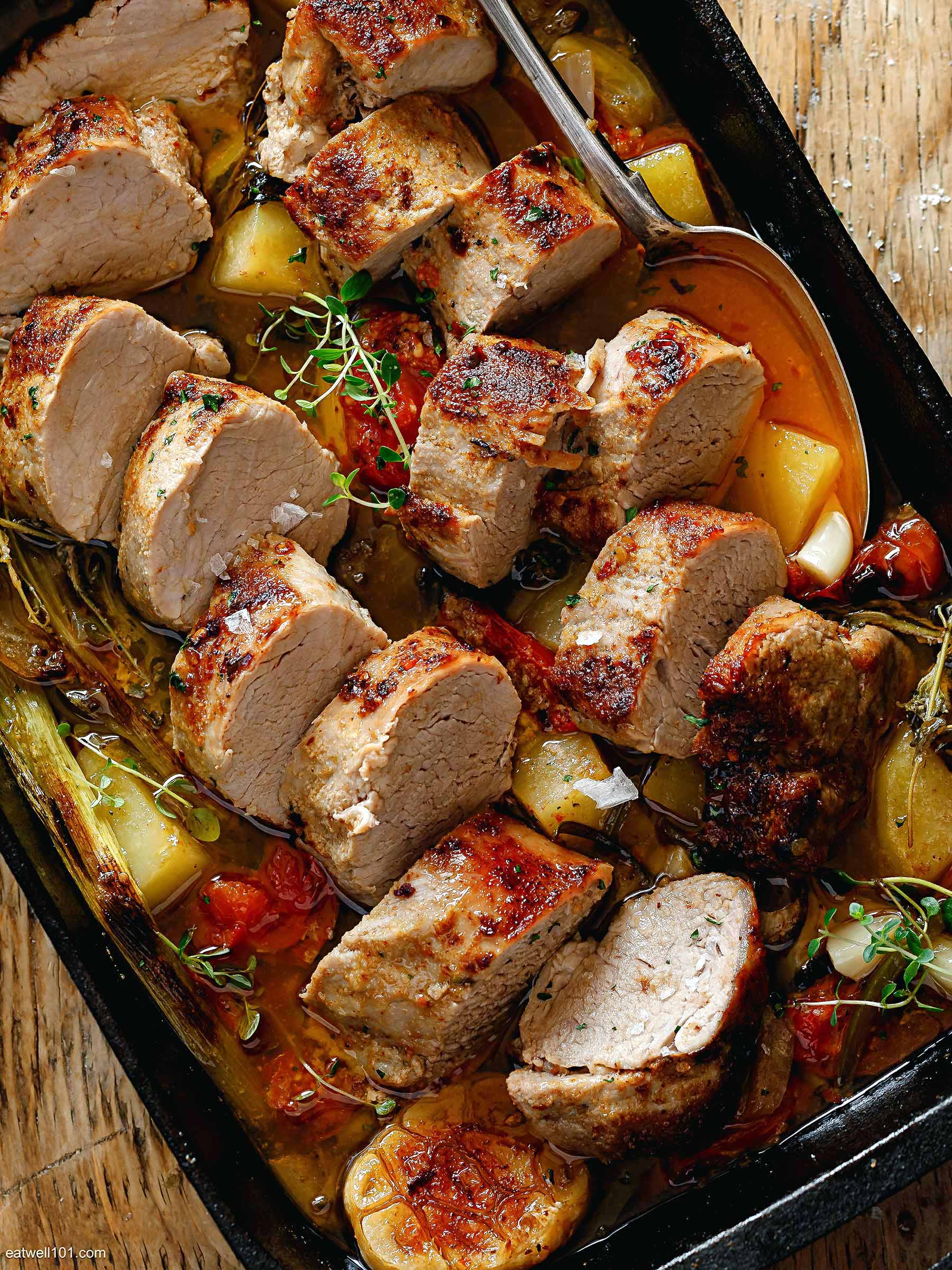 oven roasted pork tenderloins and vegetables